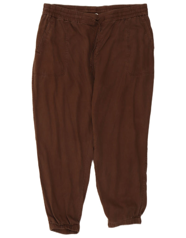 Fat Face Joggeri de damă Pantaloni tăiați UK 16 Large W38 L25 Maro Lycra
