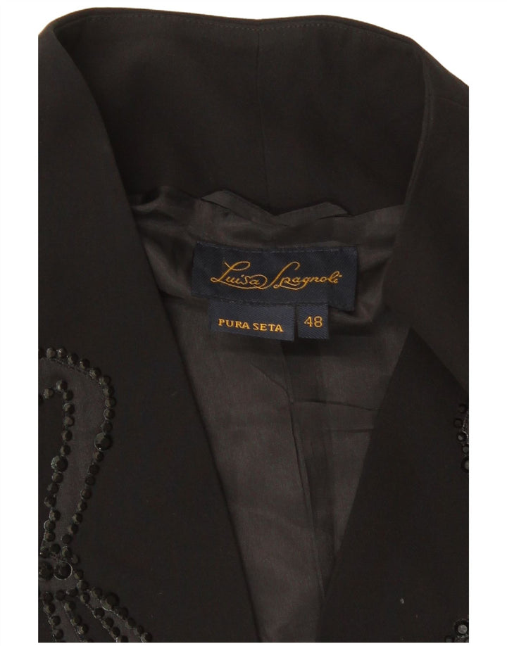 Top cardigan pentru femei Luisa Spagnoli IT 48 XL Mătase neagră