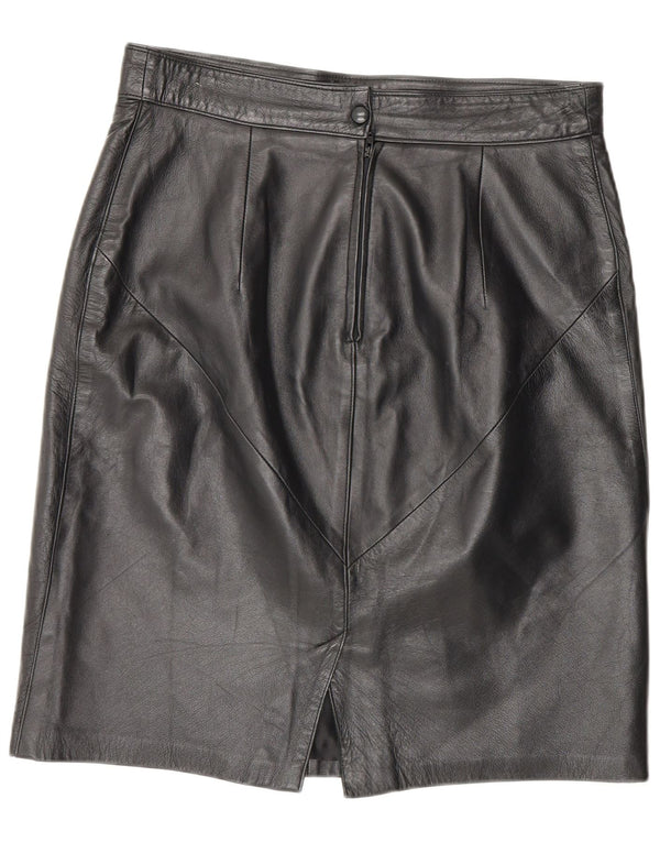 Fusta din piele vintage pentru femei cu talie înaltă IT 46 Large W30 Black
