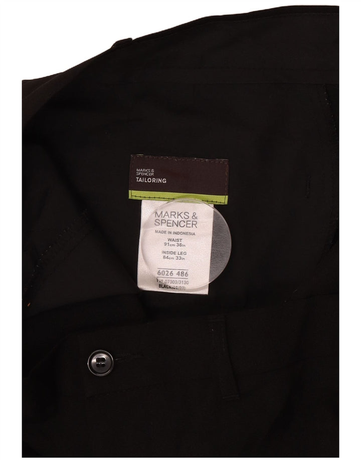 Pantaloni chino drepți croiți pentru bărbați Marks & Spencer W36 L33 negri