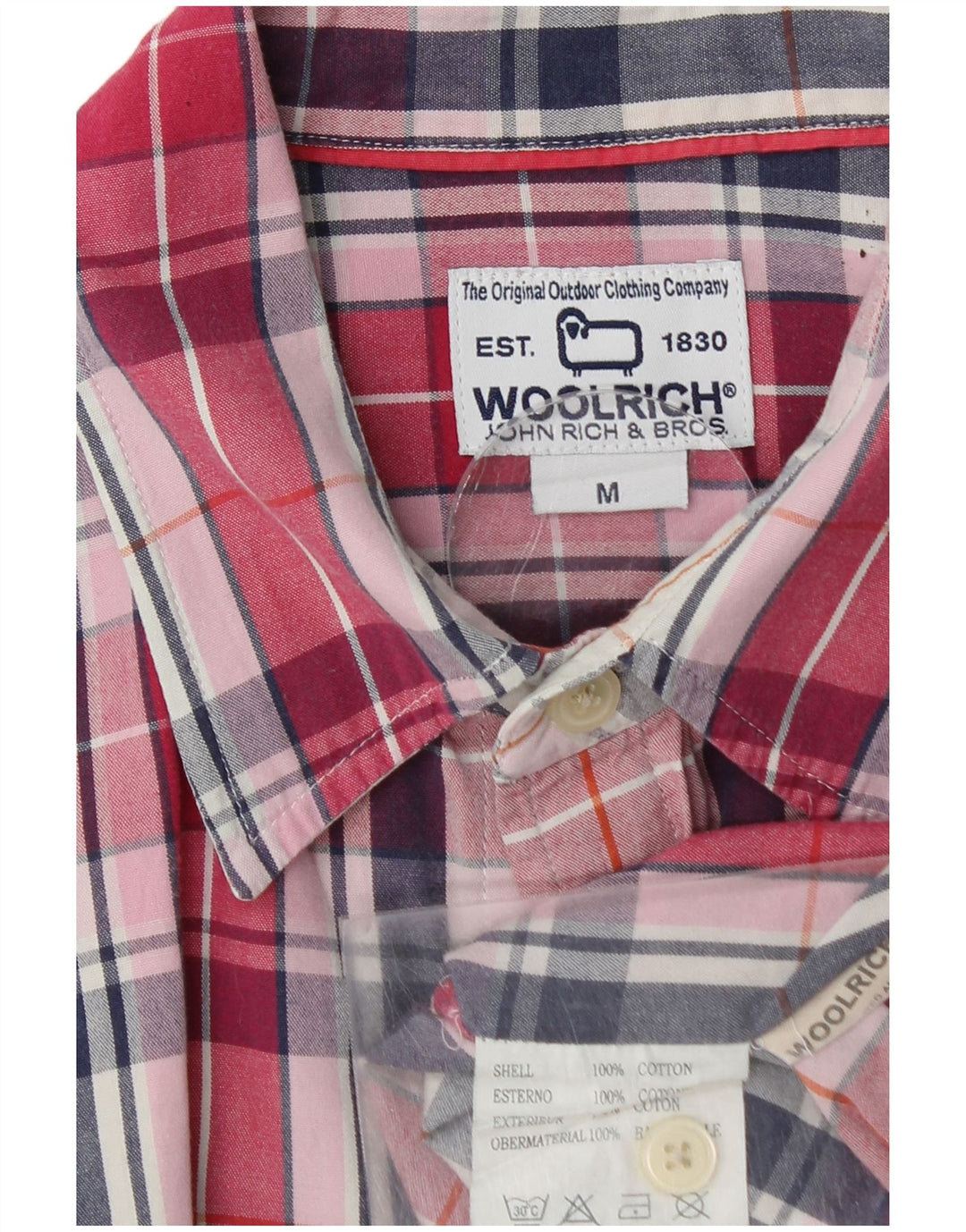 Cămașă cu mânecă scurtă pentru bărbați WOOLRICH, bumbac cu carouri roșii medii