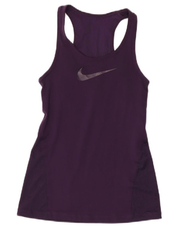 Nike Womens Dri Fit Graphic Vest Top UK 4 XS Purple