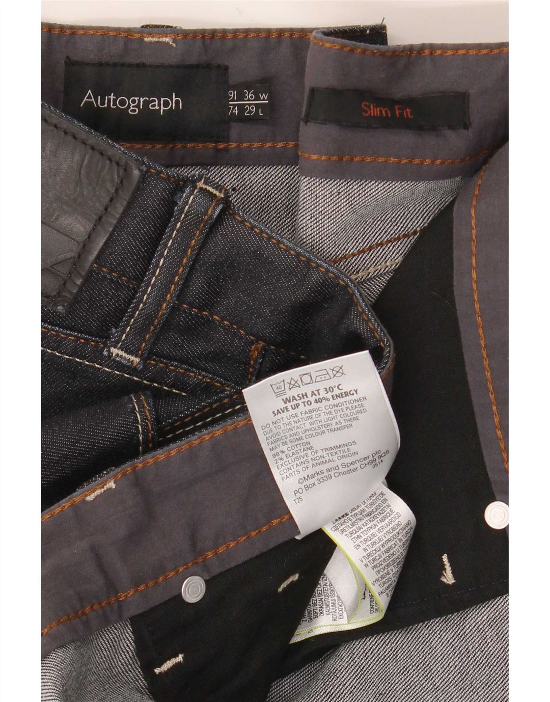 Marks & Spencer Blugi Slim Autograph pentru bărbați W36 L29 Bumbac bleumarin