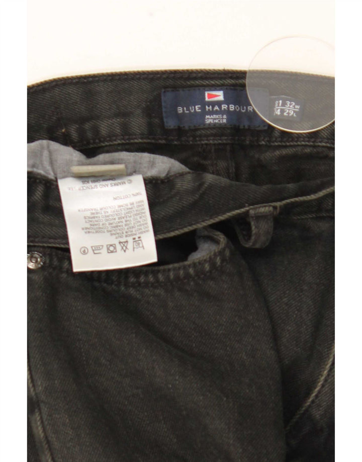 Blugi drepți pentru bărbați Marks & Spencer Blue Harbour W32 L29 bumbac negru