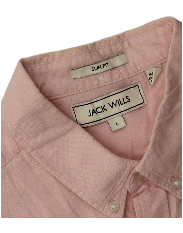 Cămașă pentru bărbați Jack Wills Slim Fit, mare, roz, bumbac