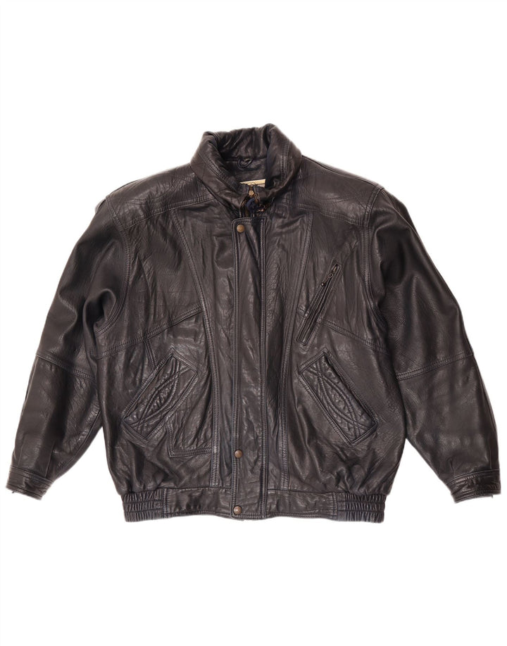 Jachetă din piele vintage pentru bărbați EU 52 XL din piele bleumarin