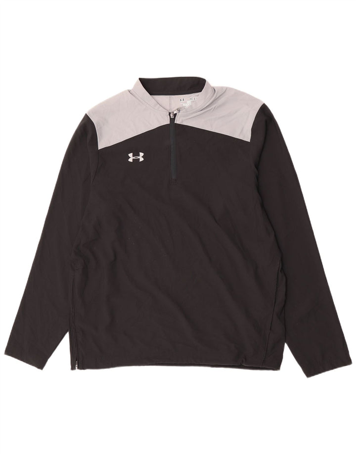 Under Armour Cold Gear Top cu mânecă lungă pentru bărbați, mediu negru, colorblock