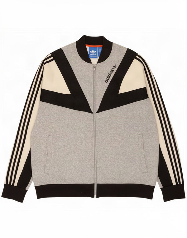 Jachetă de trening pentru bărbați Adidas XL, bumbac color bloc, gri