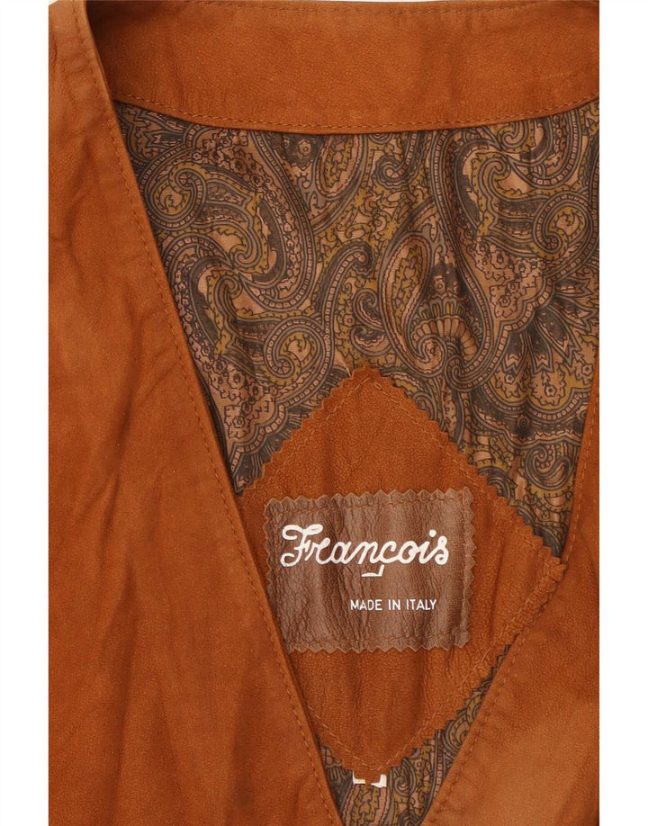 Vestă vintage bărbați din piele intoarsa XL maro
