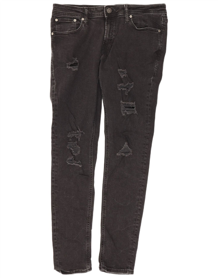 Blugi slim pentru bărbați Jack & Jones Distressed W34 L32 bumbac negru