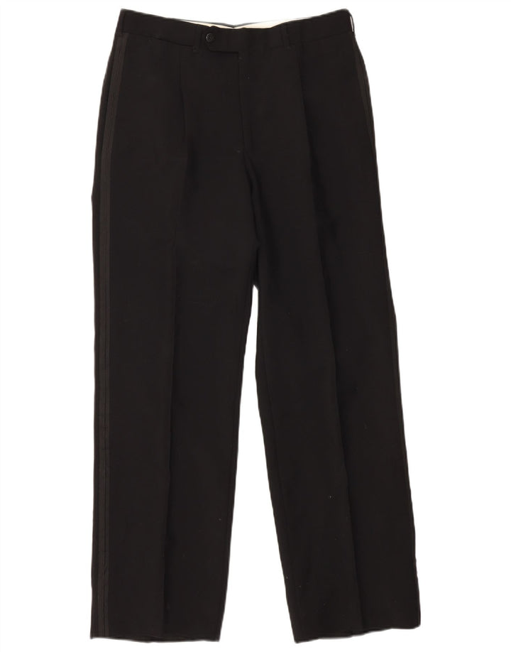 VINTAGE Set bărbați 1 nasture 2 piese IT 46 Small W29 L29 Lână neagră