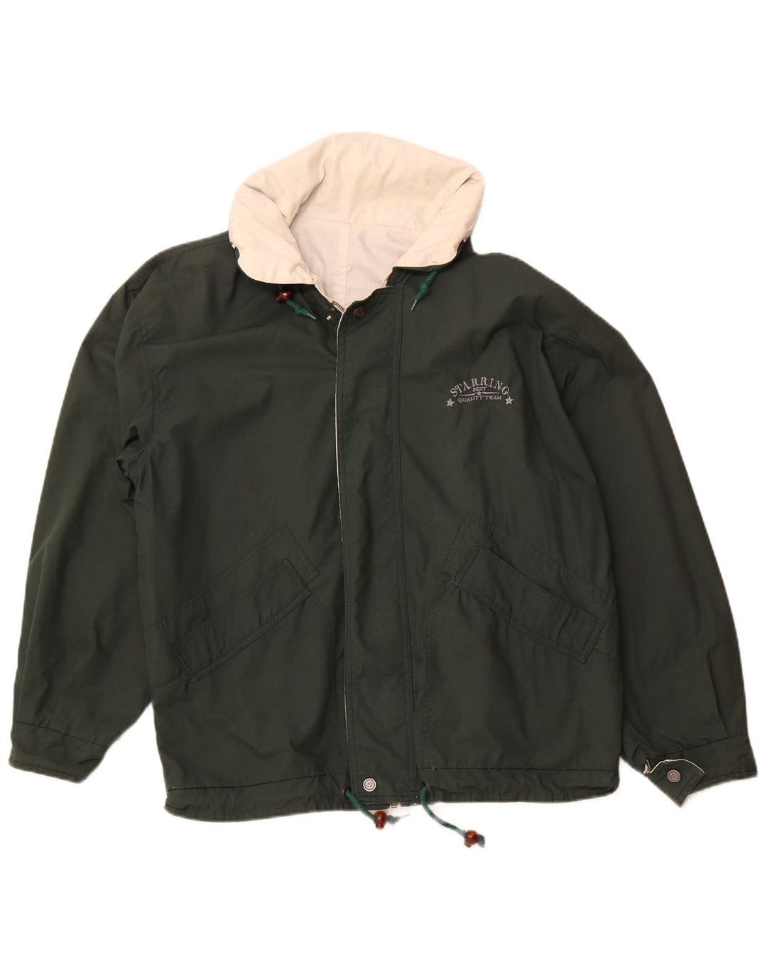 În rolurile principale: Jachetă reversibilă cu glugă pentru bărbați, cu formă largi, UK 38, bumbac, bej mediu