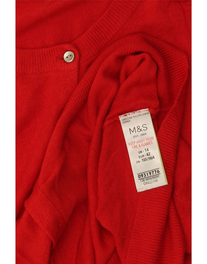 Pulover cardigan pentru femei Marks & Spencer UK 14 mare, roșu, viscoză