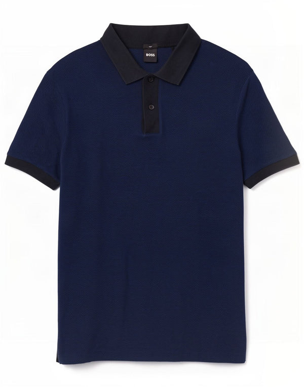 Cămașă polo pentru bărbați Hugo Boss Slim Fit XL, bumbac cu pete, albastru marine