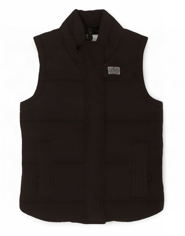 Gilet căptușit pentru femei Superdry UK 6 XS, bumbac negru