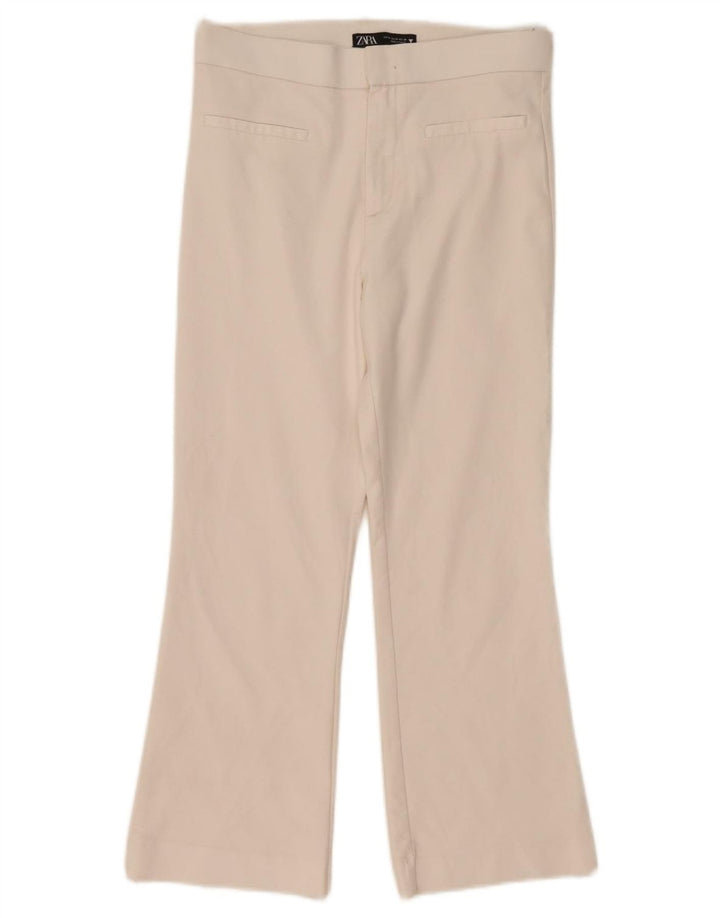 Pantaloni tăiați pentru femei Zara Bootcut Mediu L29 L25 Bumbac alb