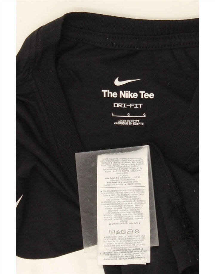 Tricou grafic NIKE Dri Fit pentru bărbați Top mare din bumbac negru