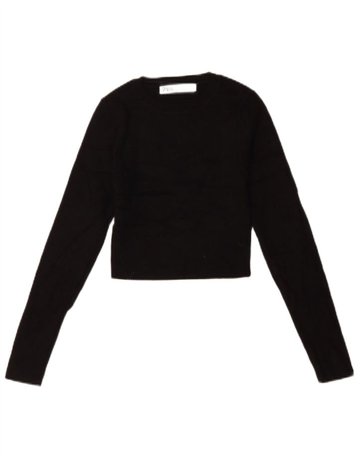 Top supradimensionat pentru femei Zara cu mânecă lungă UK 10, mic, negru, viscoză