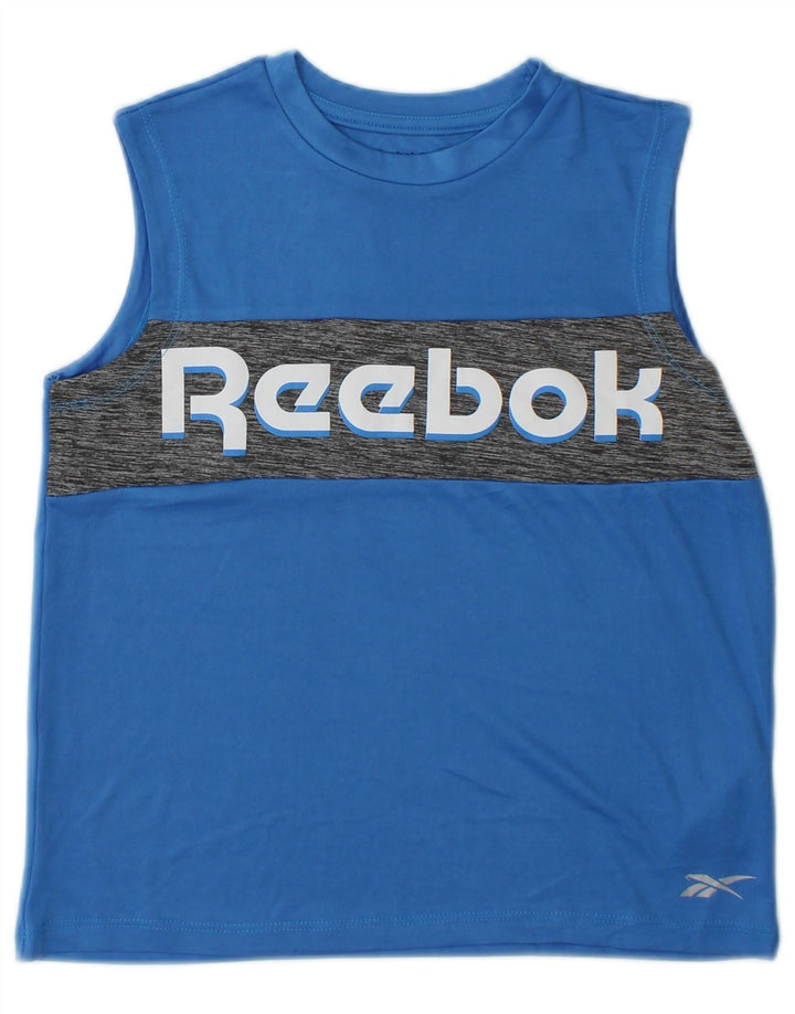 Vestă grafică pentru băieți Reebok Top 10-11 ani, albastru, poliester color bloc
