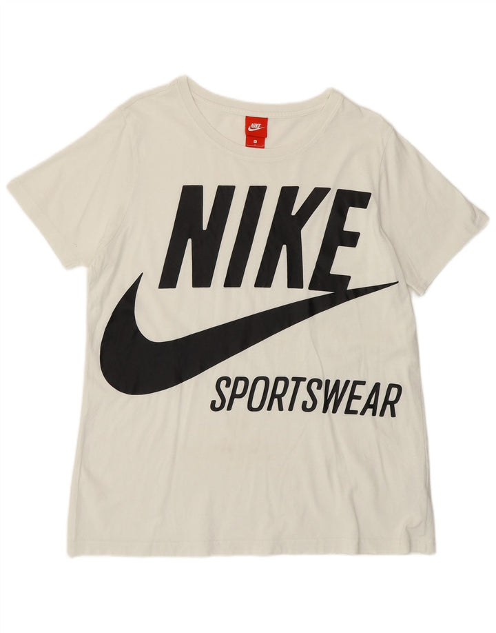 Tricou grafic Nike pentru femei Top UK 16 mare bumbac alb