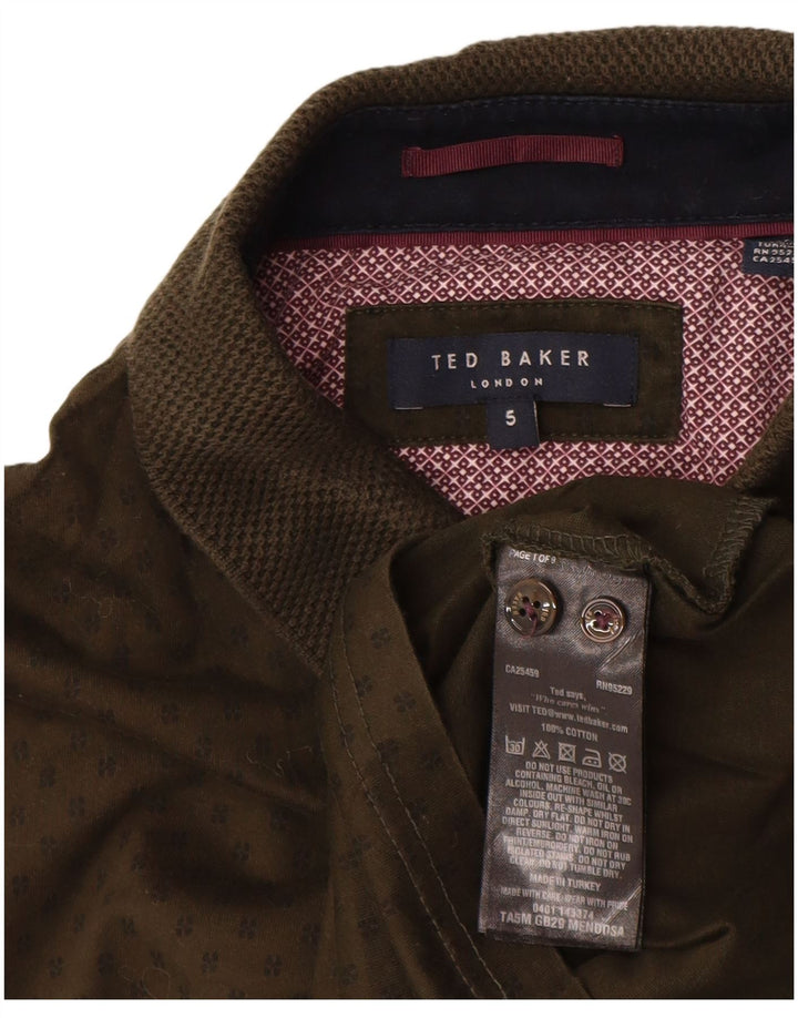 Tricou polo pentru bărbați Ted Baker Mărimea 5 XL Bumbac cu pete kaki