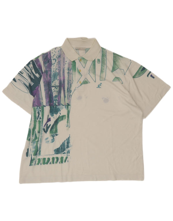 AUSTRALIAN L'ALPINA Tricou polo cu grafică pentru bărbați IT 48 Medium White Geometric