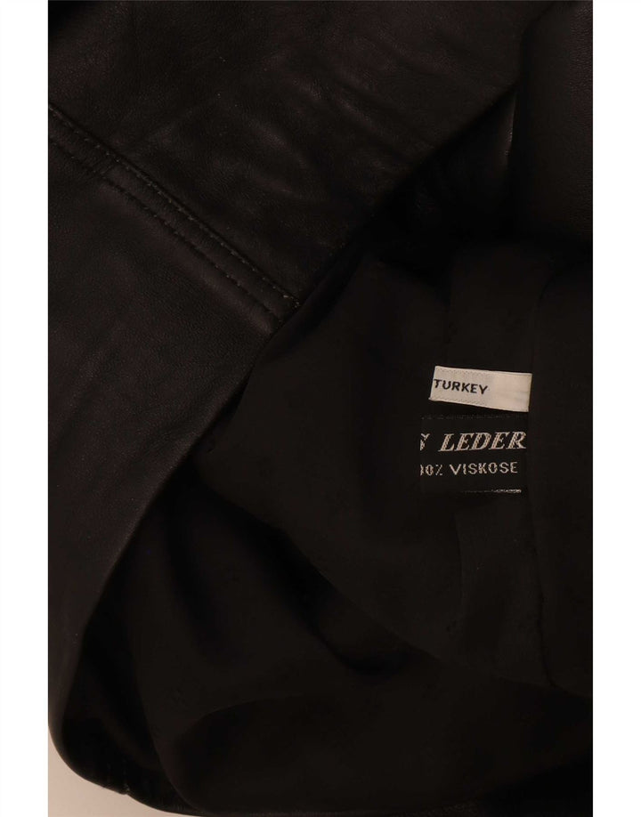 Jachetă de piele supradimensionată vintage pentru femei UK 16 Large Black