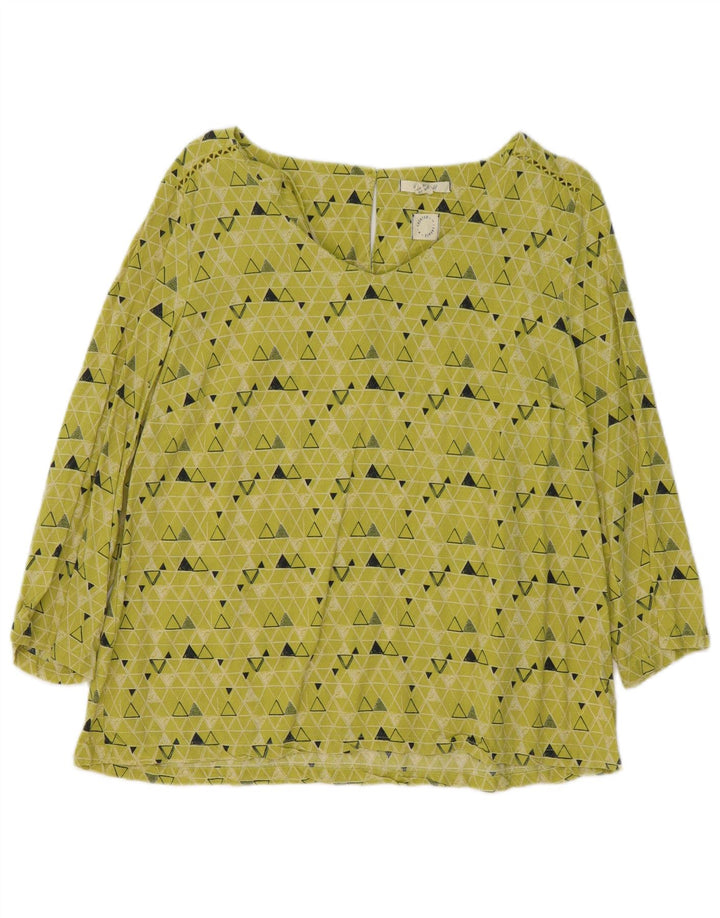 Bluză pentru femei White Stuff, cu mâneci 3/4, UK 12 Medium Green Geometric