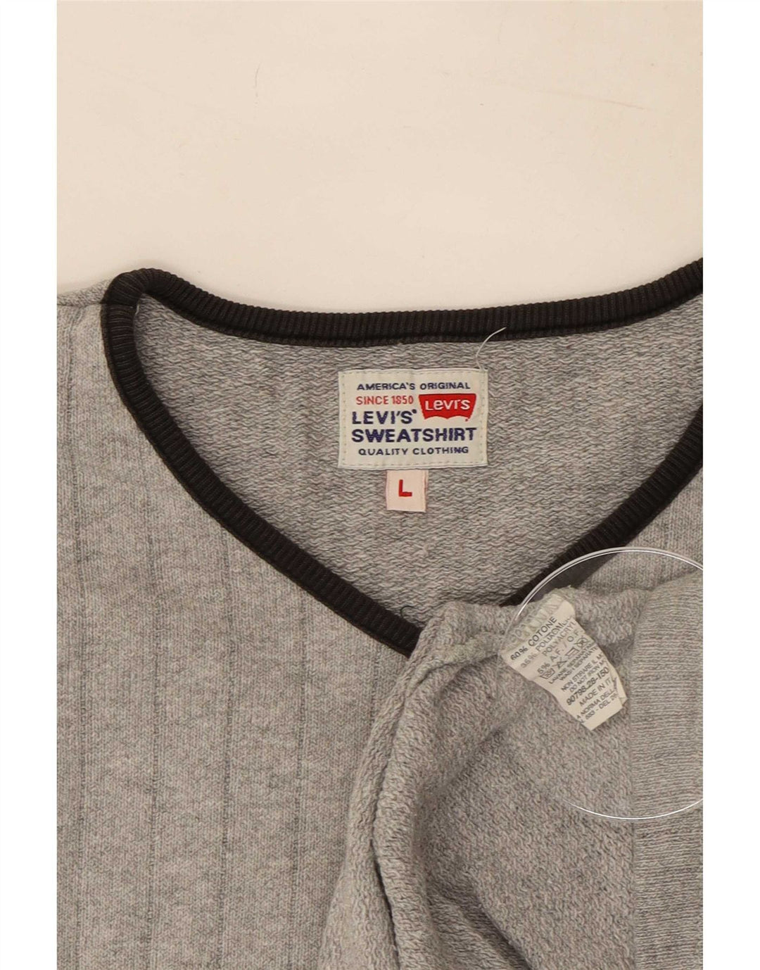Pulover cu decolteu în V Levi's pentru bărbați, bumbac mare, gri