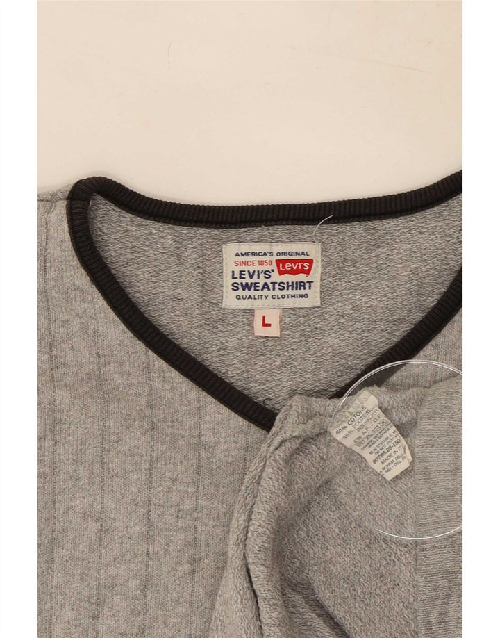 Pulover cu decolteu în V Levi's pentru bărbați, bumbac mare, gri