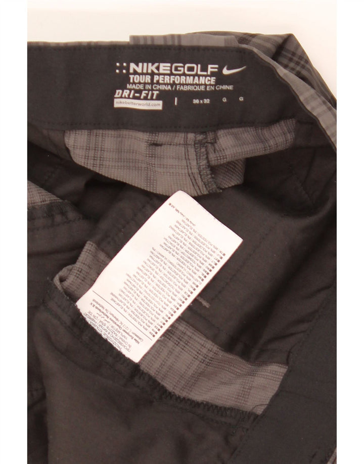 Pantaloni chino drepti pentru bărbați Dri Fit NIKE W36 L32 poliester cu carouri gri