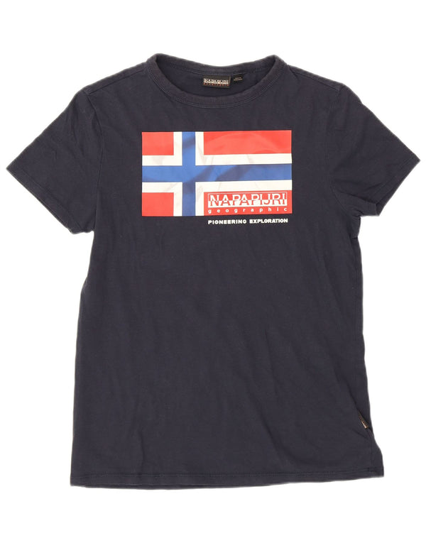 Tricou cu grafică Napapijri Băieți Top 13-14 ani Bumbac bleumarin