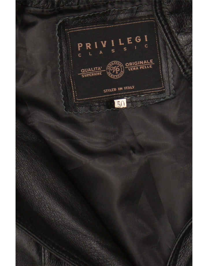 Palton de piele supradimensionat pentru femei Privilegi IT 50 XL din piele neagră
