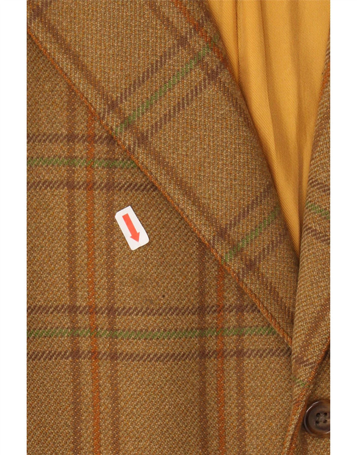 BLADEN Mens 3 Button Blazer Jacket UK 40 Large Brown Check Virgin Wool Vintage Bladen and Second-Hand Bladen from Messina Hembry 