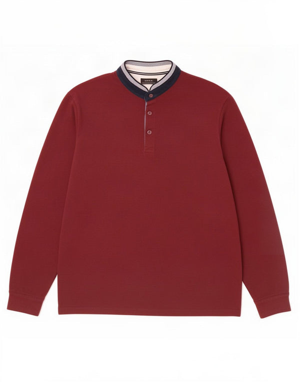 Tricou polo rugby cu mânecă lungă pentru bărbați Zara, mare, burgundă
