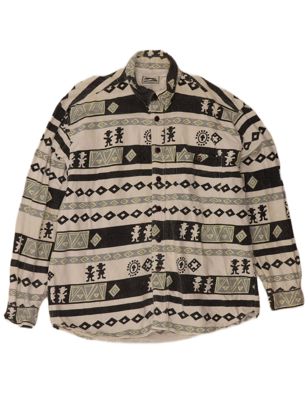 Cămașă de flanel Lumberjack VINTAGE pentru bărbați, bumbac geometric, gri mare