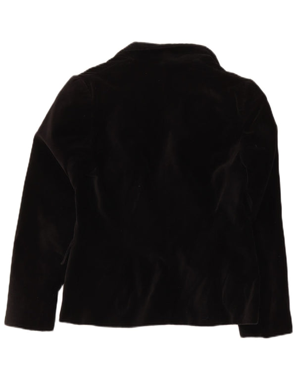 Jachetă vintage pentru femei din catifea cu 1 nasture, UK 10, bumbac negru mic