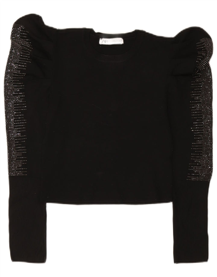 Bluză cu mânecă lungă pentru femei Zara UK 12 Medium Black