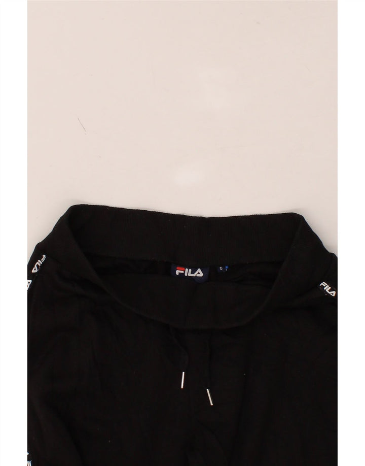 FILA Womens Graphic Tracksuit Trousers Joggers UK 10 Small Black Polyester Vintage Fila and Second-Hand Fila from Messina Hembry 
