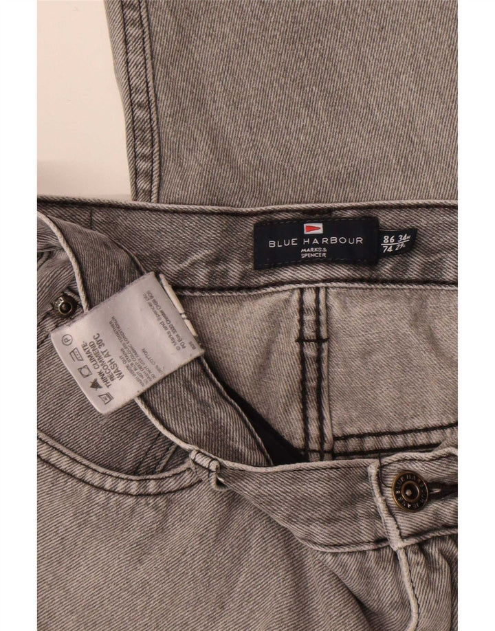 Blugi pentru bărbați Marks & Spencer Blue Harbour Capri W34 L23 bumbac gri