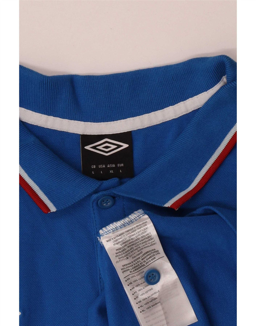 Cămașă polo Umbro pentru bărbați cu mânecă scurtă, mare, albastru, bumbac