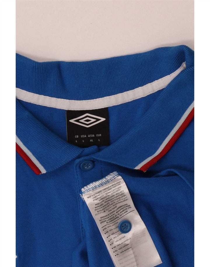 Cămașă polo Umbro pentru bărbați cu mânecă scurtă, mare, albastru, bumbac