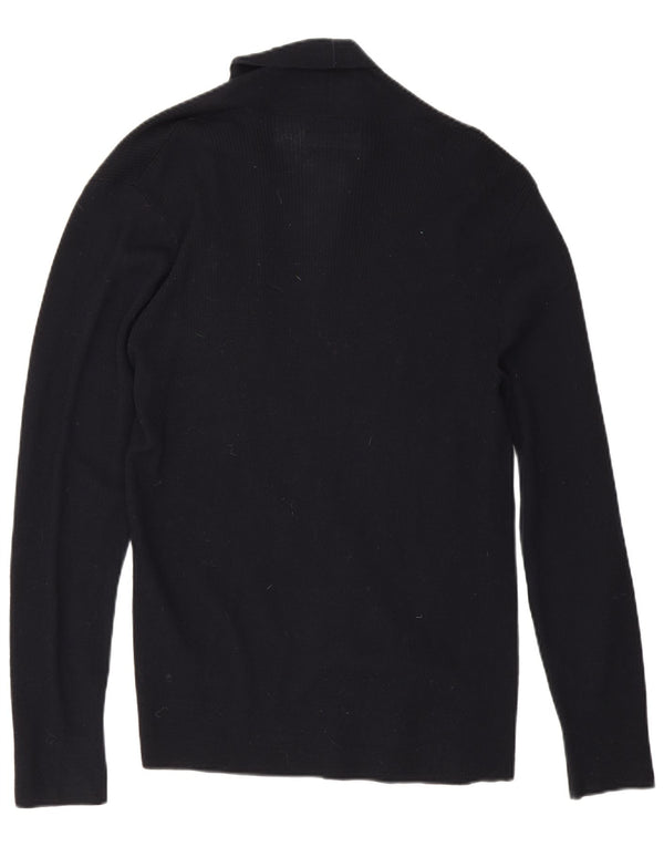 Pulover cardigan deschis pentru femei All Saints UK 16 mare, lână merino bleumarin