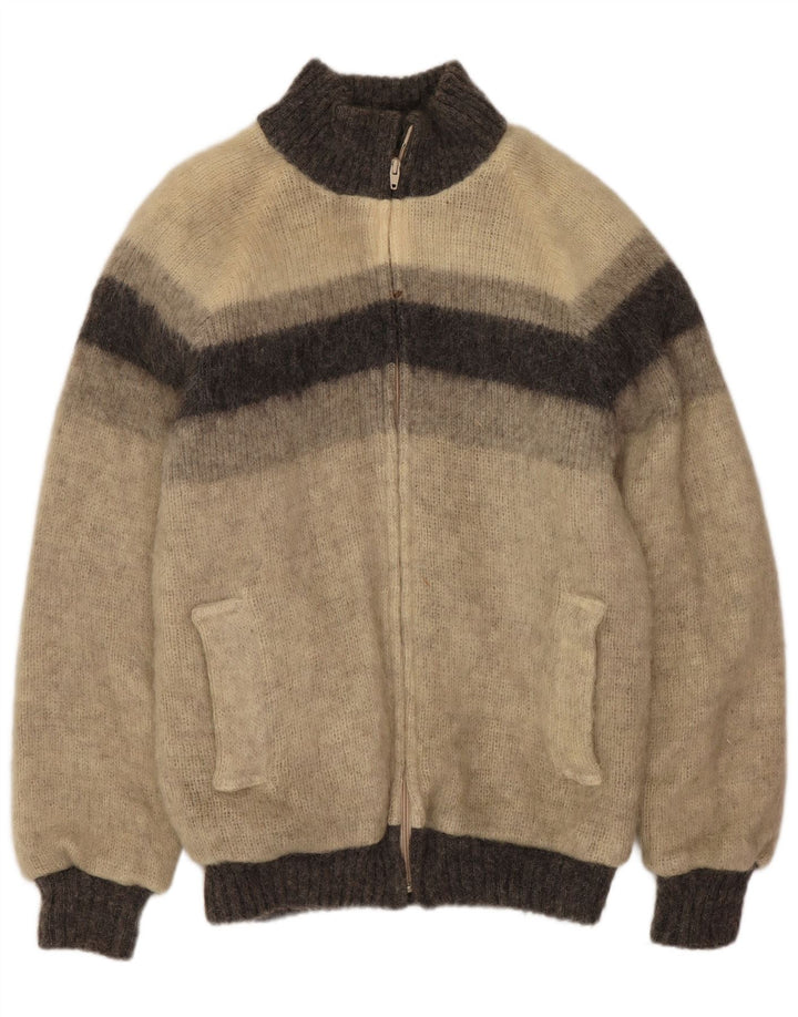 Jachetă aviator din tricot pentru bărbați Alafoss Icewool UK 40, mare, gri, color bloc de iarnă