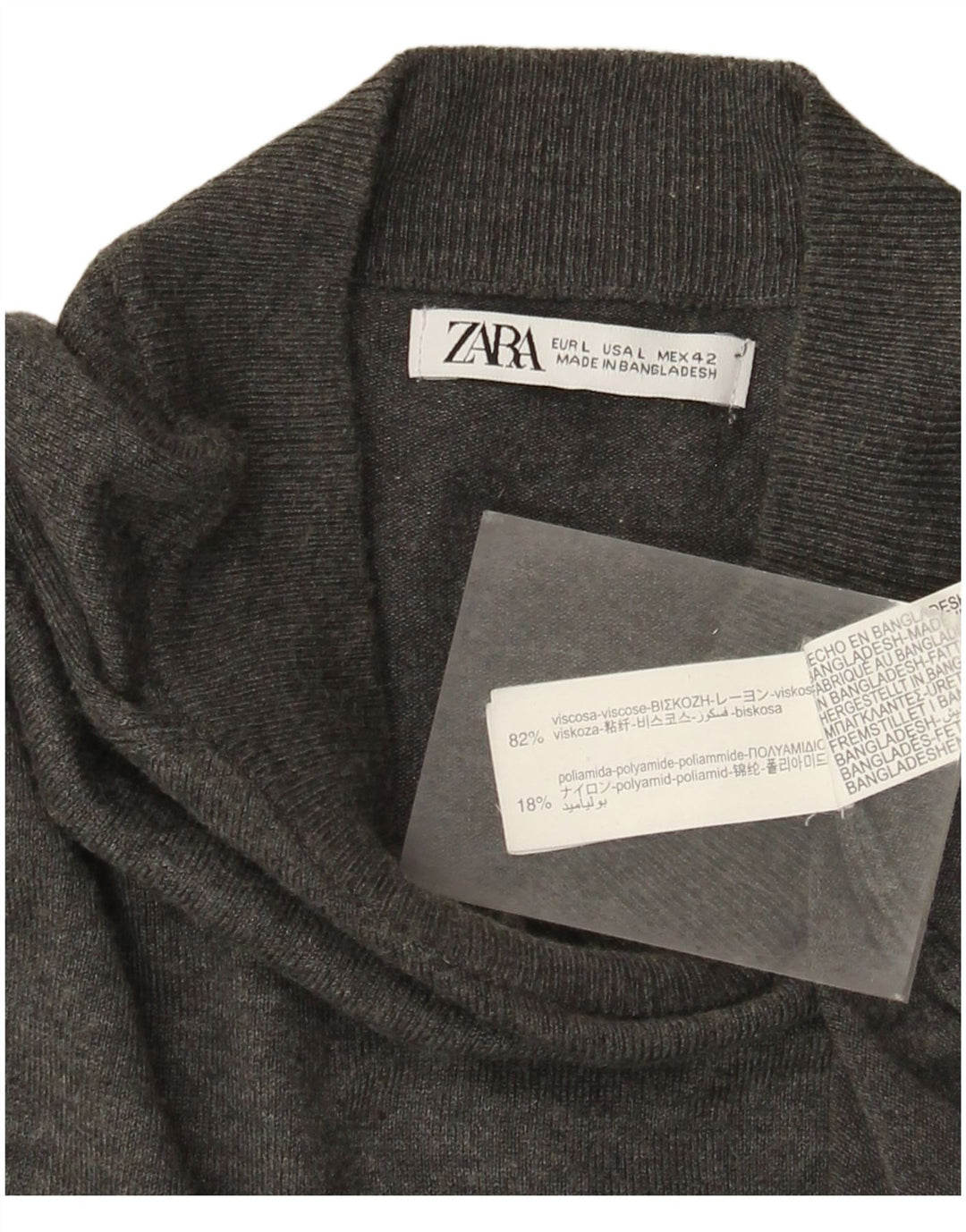 Pulover pentru bărbați Zara, cu gât țestoasă, din viscoză mare, gri