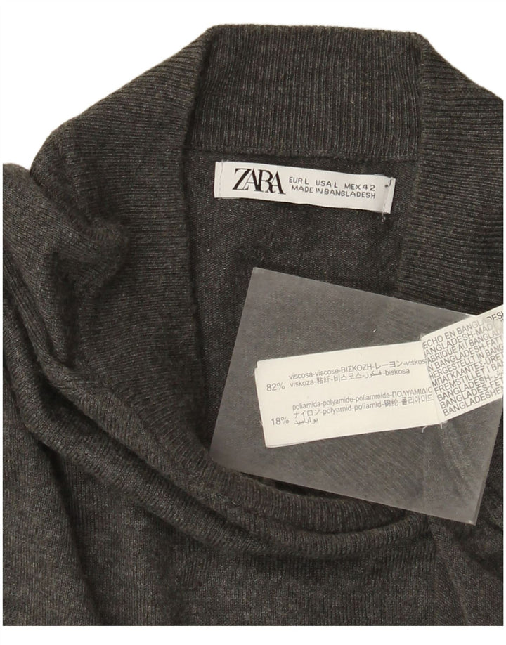 Pulover pentru bărbați Zara, cu gât țestoasă, din viscoză mare, gri