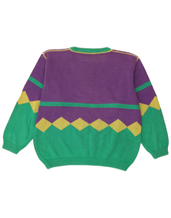 Pulover Benetton pentru femei cu gât de barcă, IT 48 XL, purpuriu, bumbac color bloc
