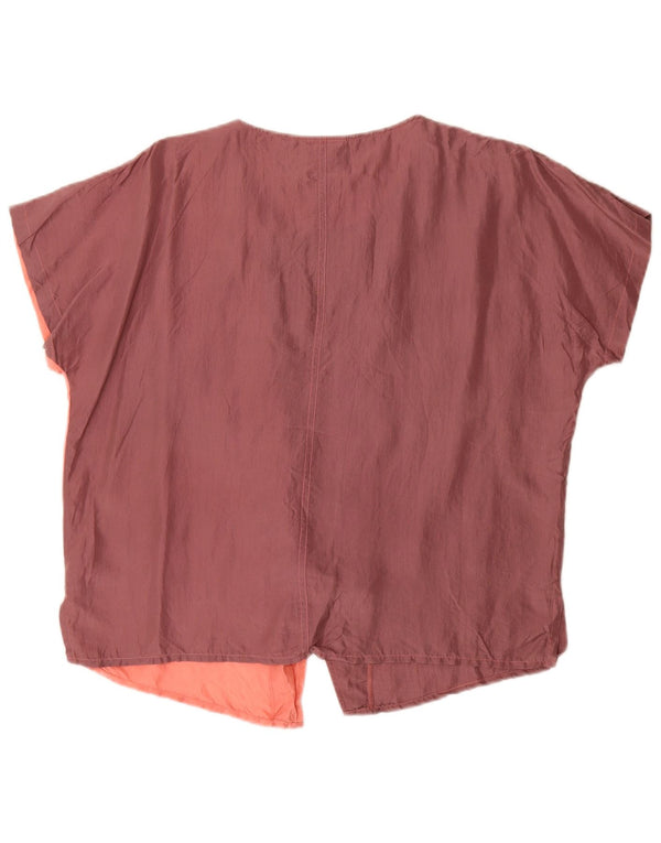 Bluză cămașă cu mânecă scurtă pentru femei Le Comte UK 18 XL Burgundy Colorblock