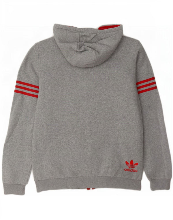 Pulover pentru bărbați Adidas Graphic Zip Hoodie, bumbac cu pete gri mediu