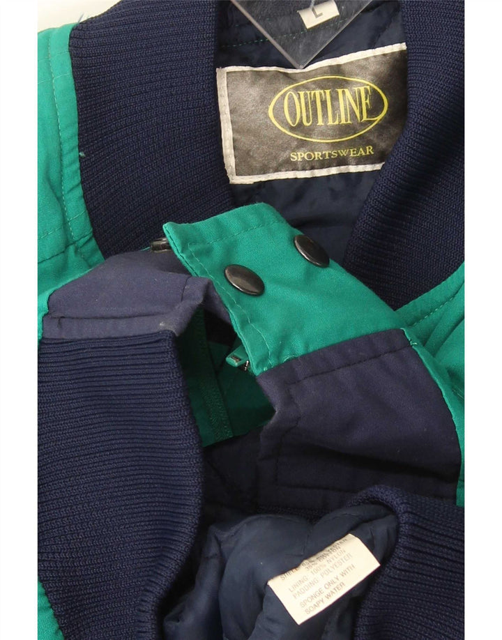 Jachetă căptușită vintage pentru bărbați UK 40 mare, verde, poliester color bloc
